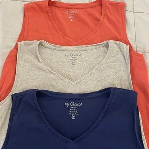 Chico's Women's Tank Tops Trio in Coral, Heather Gray & Navy